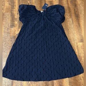 Crown & Ivy Women's Short Sleeve Novelty Woven A-Line Dress Puff Sleeves Size L